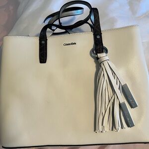 Calvin Klein White Leather Tote Bag